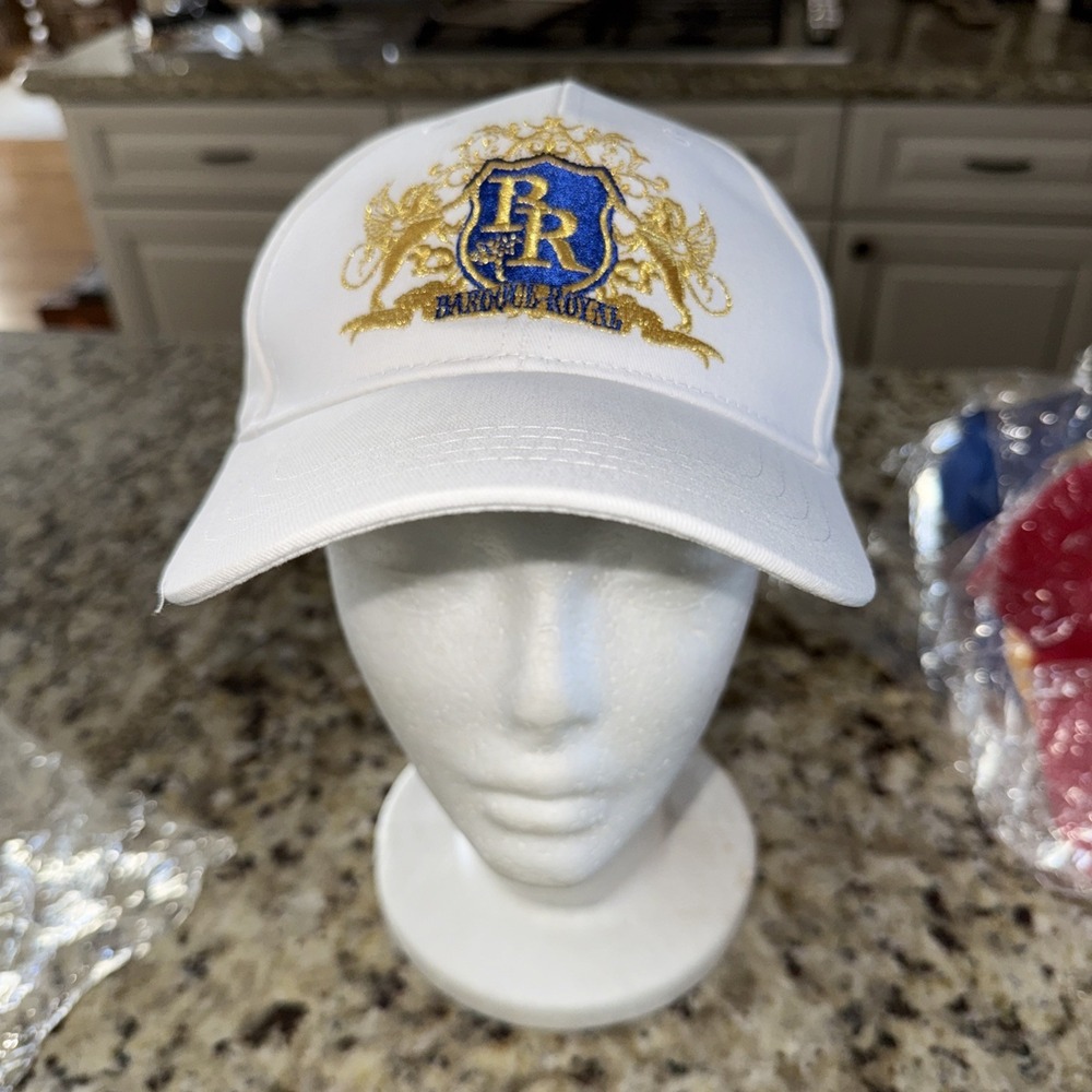 Baroque Royal White Cotton Ball Cap Embroidered. Brand New 4419